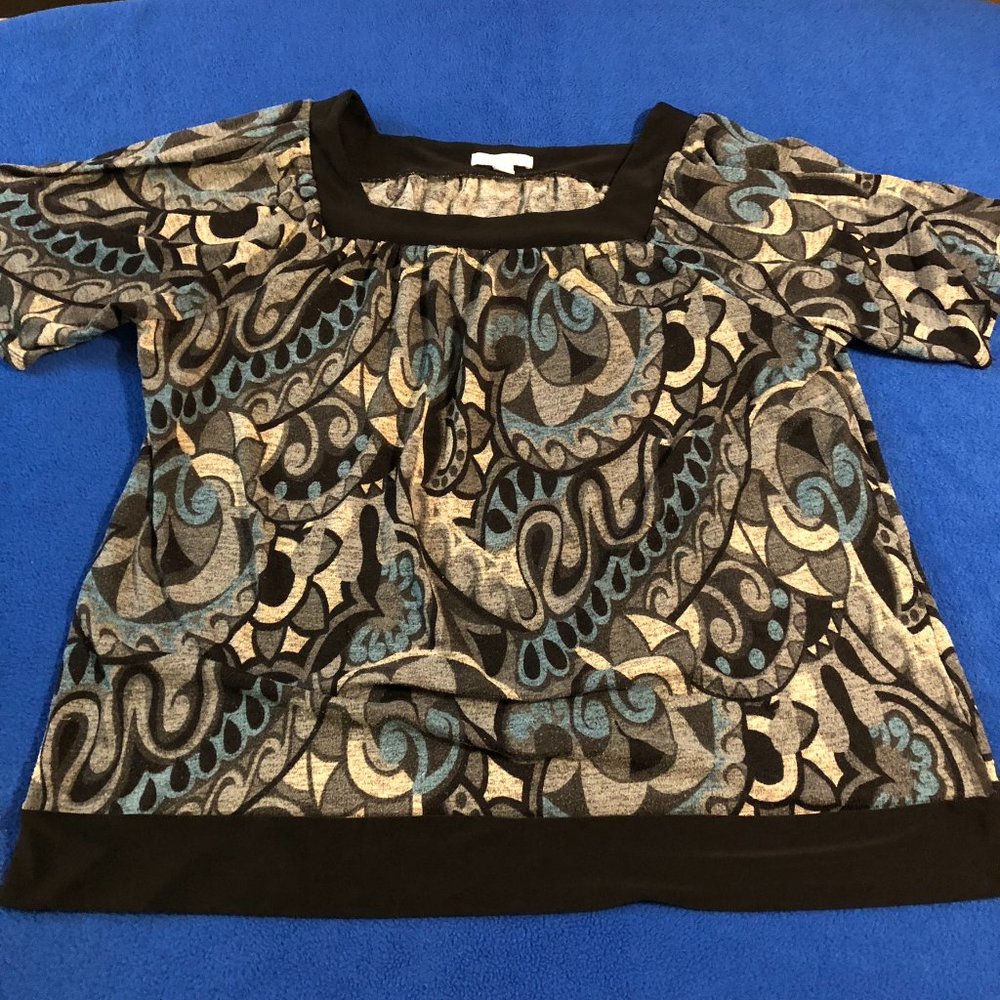Dress Barn Multicolor Geometric Fancy Women's Plus Tunic Top Size 2X